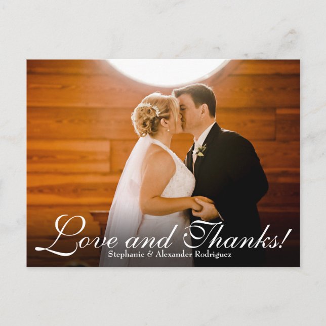 Love Thanks Effect Wedding Photo Thank You Card (Front)