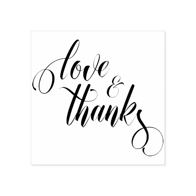 Love & Thanks Elaborate Script Typography Rubber Stamp (Imprint)