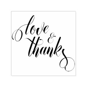 Love & Thanks Elaborate Script Typography Self-inking Stamp