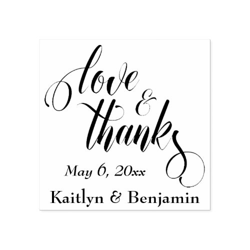 Love  Thanks Elaborate Script w Your Details Rubber Stamp
