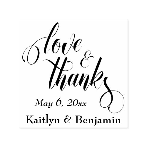 Love  Thanks Elaborate Script w Your Details Self_inking Stamp