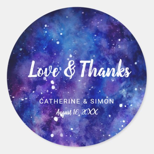 love  thanks elegant galaxy night sky stars chic classic round sticker