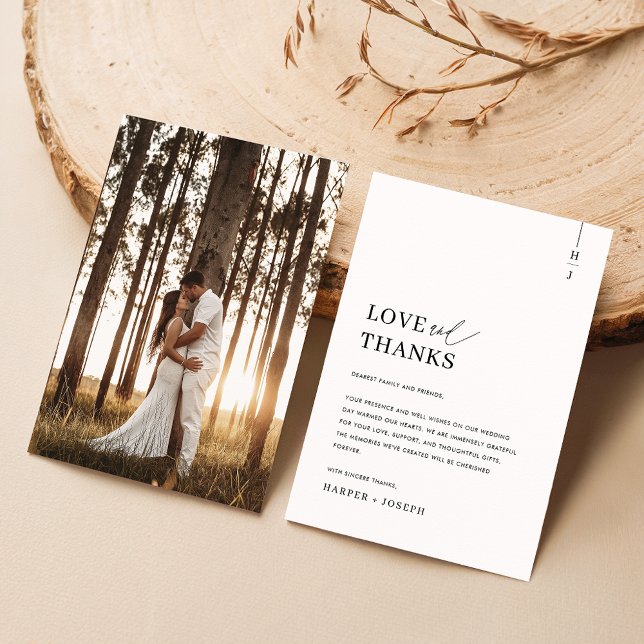 Love & Thanks Elegant Photo Wedding Thank You Place Card (Creator Uploaded)
