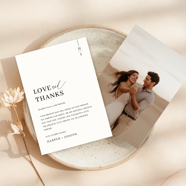 Love & Thanks Elegant Photo Wedding Thank You Place Card (Creator Uploaded)