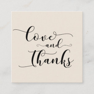 Love & Thanks Elegant Script Cream Wedding Favor Enclosure Card