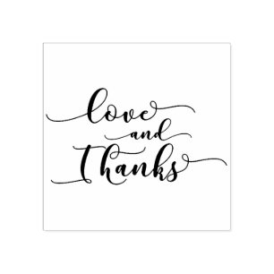 Love & Thanks Elegant Script for Gratitude Rubber Stamp