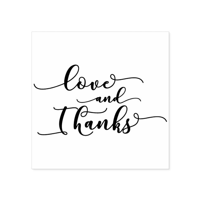 Love & Thanks Elegant Script for Gratitude Rubber Stamp (Imprint)