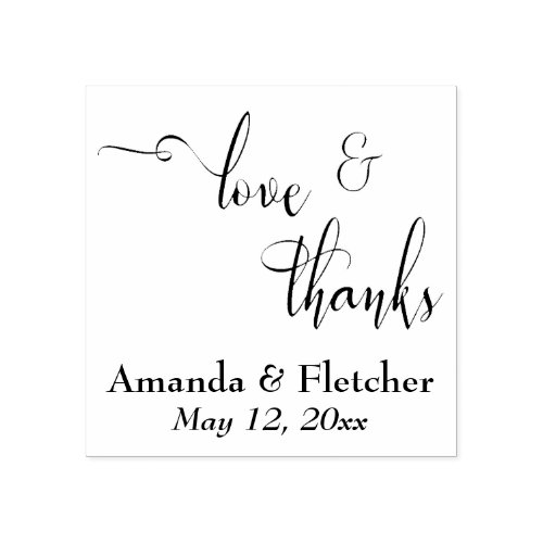 Love  Thanks Elegant Script Typography w Details Rubber Stamp