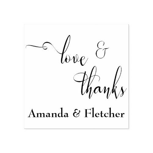 Love  Thanks Elegant Script Typography w Names Rubber Stamp