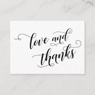 Love & Thanks Elegant Typography Wedding Favor Enclosure Card
