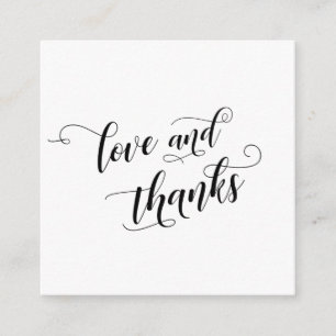 Love & Thanks Elegant Typography Wedding Favor Enclosure Card