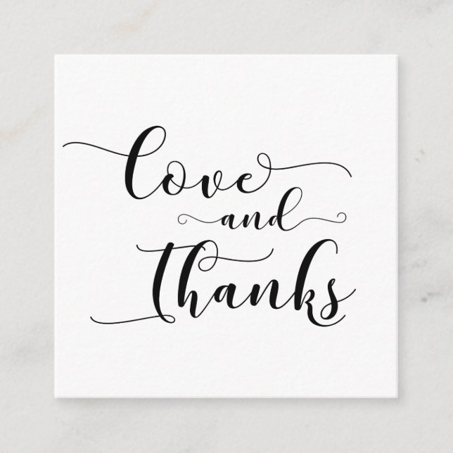 Love & Thanks Elegant Typography Wedding Favor Enclosure Card (Front)
