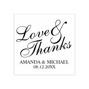 'Love & Thanks' Elegant Wedding Favor Rubber Stamp
