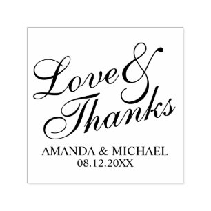 'Love & Thanks' Elegant Wedding Favor Self-inking Stamp