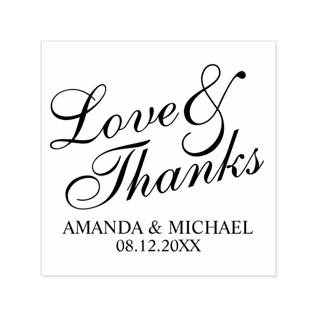'Love & Thanks' Elegant Wedding Favor Self-inking Stamp (Design)