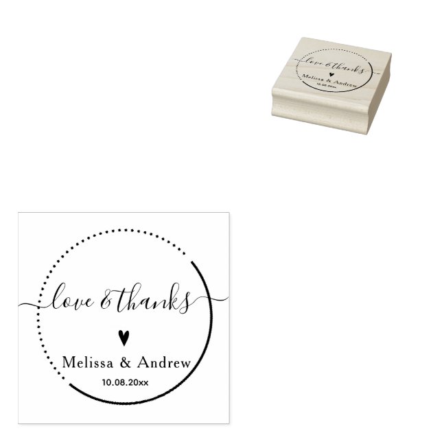 Love & Thanks - Elegant Wedding Rubber Stamp (Stamped)