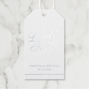 Love & Thanks Elegant Wedding Silver Foil Gift Tag