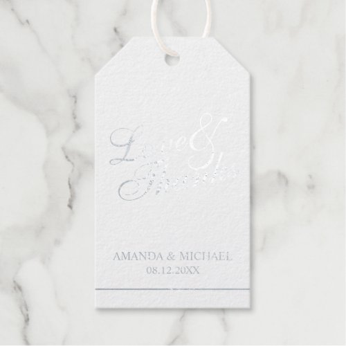 Love  Thanks Elegant Wedding Silver Foil Gift Tag