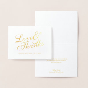 'Love&Thanks' Elegant Wedding Thank You Gold Foil Card
