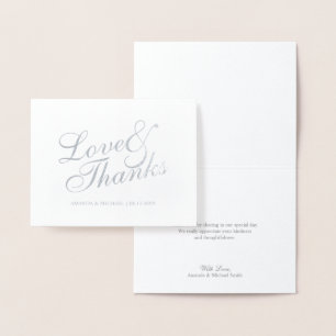 'Love&Thanks' Elegant Wedding Thank You Silver Foil Card