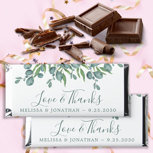 Love  Thanks Eucalyptus Wedding Personalized Hers Hershey Bar Favors