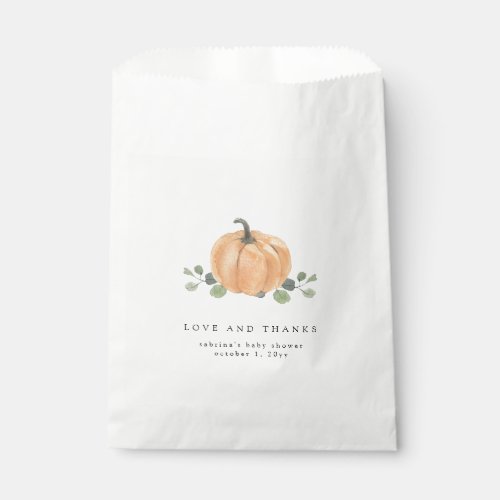 Love  Thanks Fall Watercolor Pumpkin Favor Bag