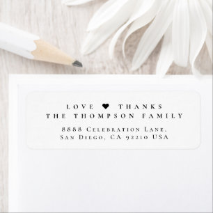 Love & Thanks Family Elegant Minimalist Mailing Label