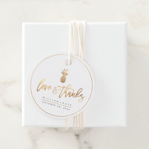 Love  Thanks Faux Gold Pineapples Favor Tags