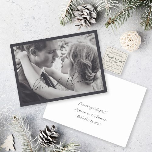 Love &amp; Thanks Forever Grateful Photo Wedding Thank You Card