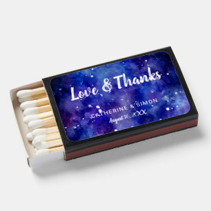 Love & Thanks Galaxy Wedding Starry Night Stars Matchboxes