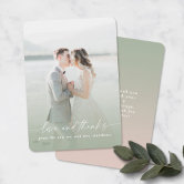 Ombre Gradient Dusty Blue Green Wedding Thank You Note Card