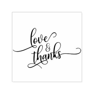 Love & Thanks in Pretty Script Typography Self-inking Stamp