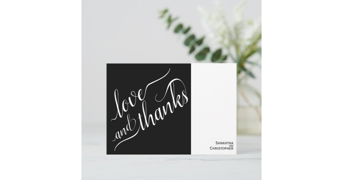 Love & Thanks Minimalist 2 Pane Modern Wedding Thank You Card | Zazzle