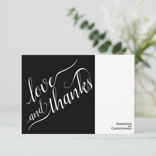 Love & Thanks Minimalist 2 Pane Modern Wedding Thank You Card (Standing Front)