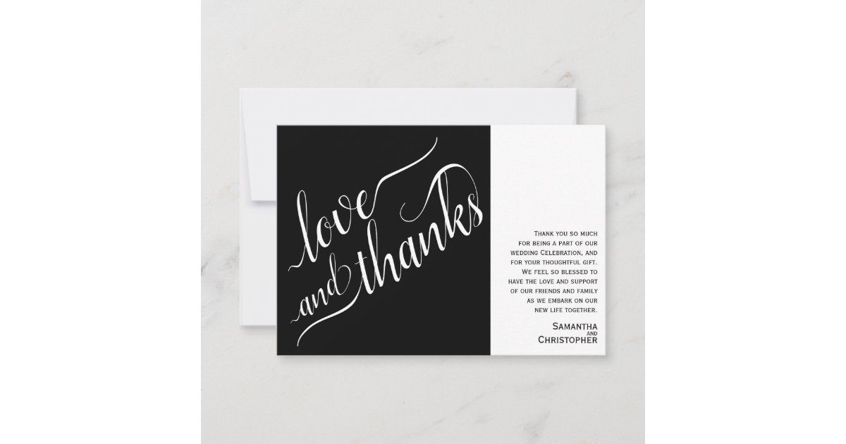 Love & Thanks Minimalist 2 Pane w/Note Wedding Thank You Card | Zazzle
