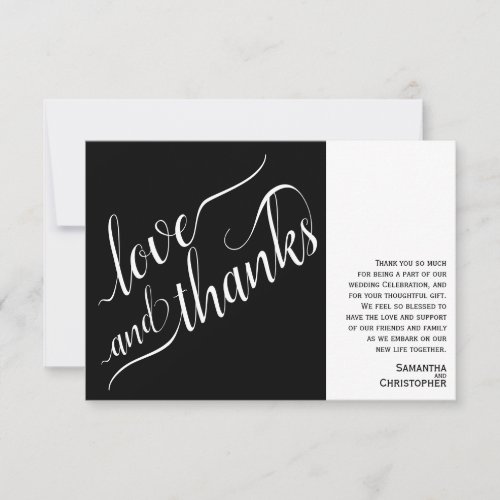 Love  Thanks Minimalist 2 Pane wNote Wedding Thank You Card