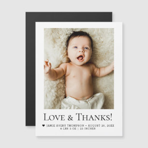 Love & Thanks Minimalist Baby Photo Birth Stats 