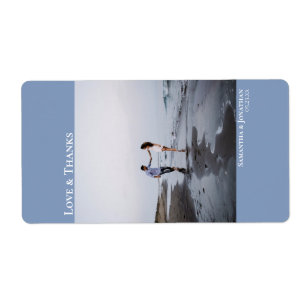 Love & Thanks Minimalist Dusty Blue Wedding Label