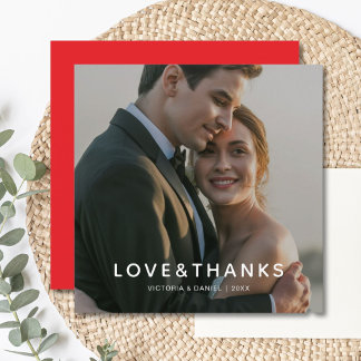 Love & Thanks Modern Couple Thank You Card