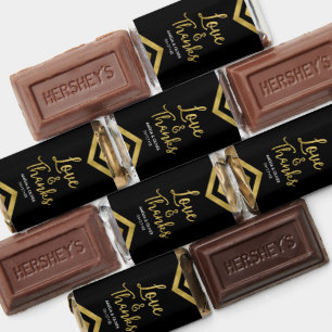 Love & Thanks Modern Faux Gold Chevron Geometric Hershey's Miniatures
