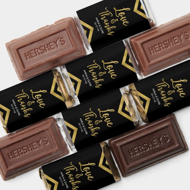 Love & Thanks Modern Faux Gold Chevron Geometric Hershey's Miniatures (Assorted)
