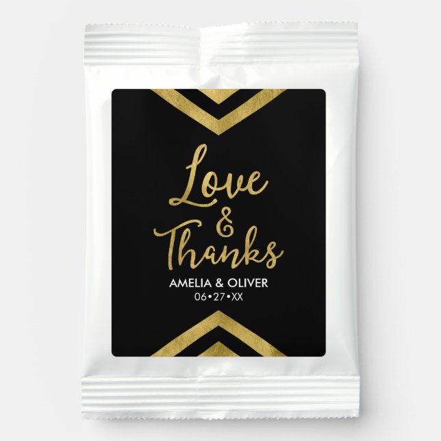 Love & Thanks Modern Faux Gold Chevron Geometric Margarita Drink Mix (Front)