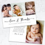 Love & Thanks Modern Four Photo New Baby  Thank You Card