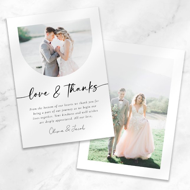 Love & Thanks Modern Photo Arch Wedding Thank You Card (Creator Uploaded)