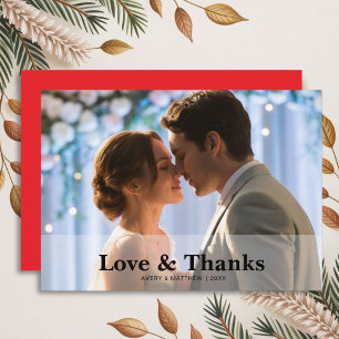 Love & Thanks Modern Romantic Couple Greeting Card