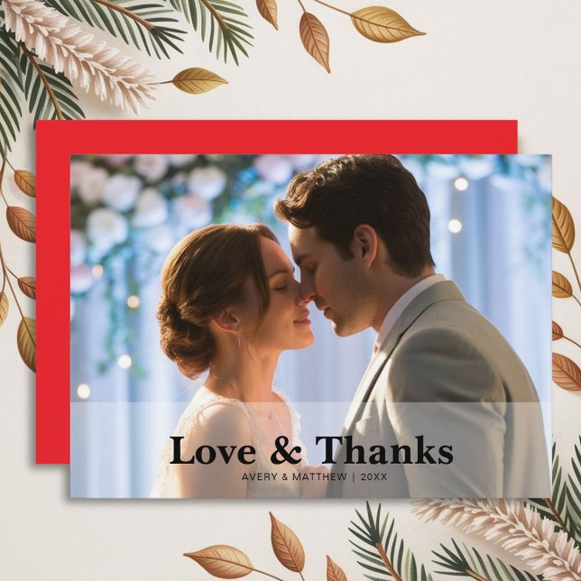 Love & Thanks Modern Romantic Couple Greeting Card (Creator Uploaded)