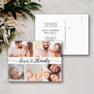 Love & Thanks Multi Photo Baby Birth Announcement Postcard