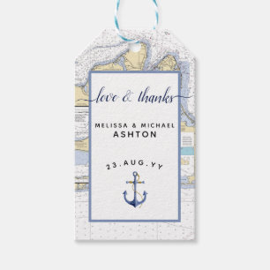 Love & Thanks Nautical Chart Anchor Event Wedding Gift Tags