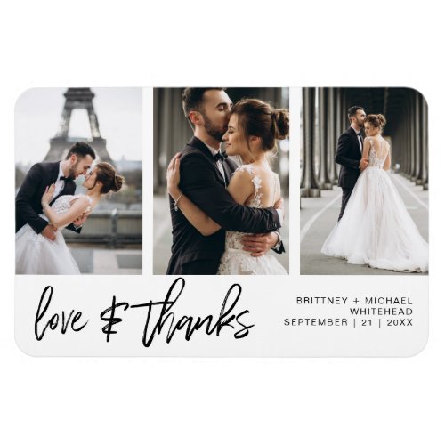 Love Thanks Photo Collage Hand_Lettered White  Magnet