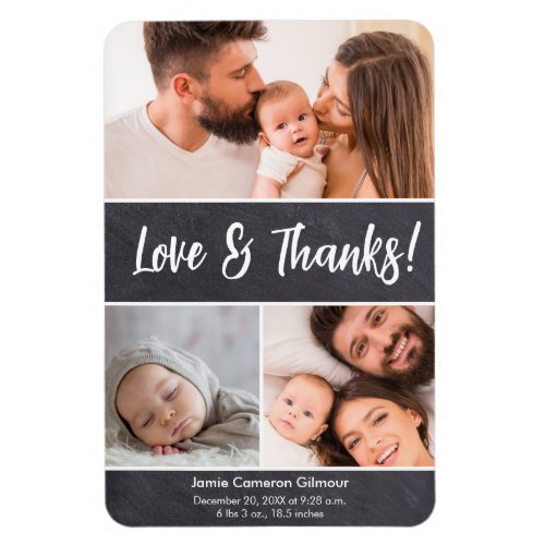 Love  Thanks Photo Collage Vertical Baby Shower  Magnet